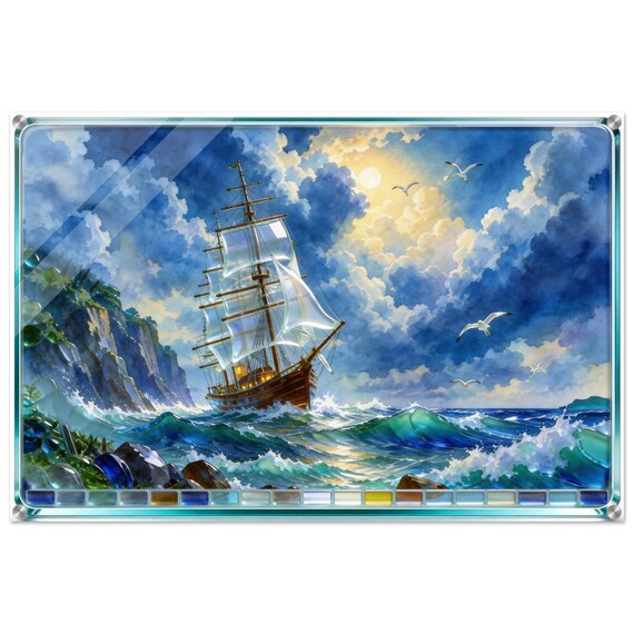 Acrylic painting "A ship in a storm." | Fusing Collection | Fusing-style decor