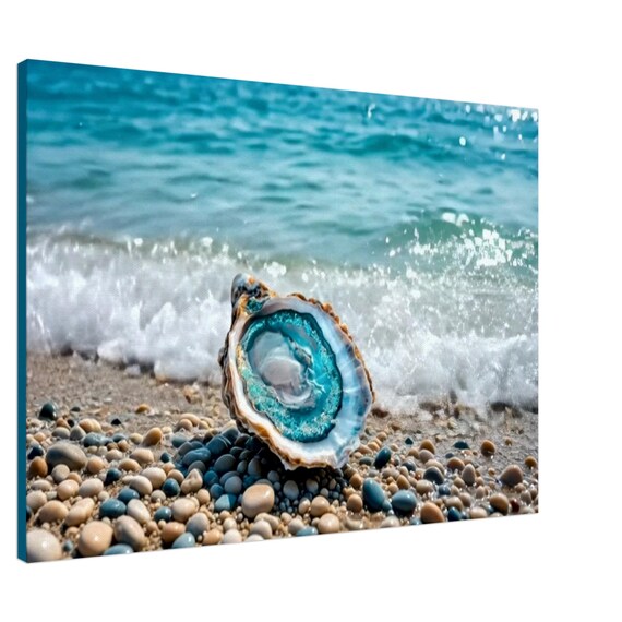 Shell with a pearl. The "Celestial Ocean" Collection. Canvas