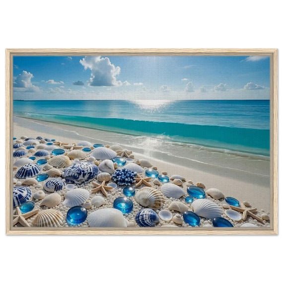 Fairytale Beach. The "Celestial Ocean" Collection. Framed Canvas
