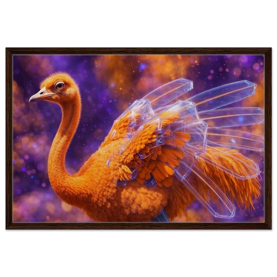 Ostrich. The "Oracle" Collection. Framed Canvas