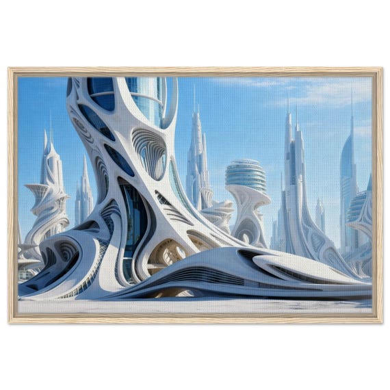 City of the Future. The “Heavenly city” Collection. Framed Canvas