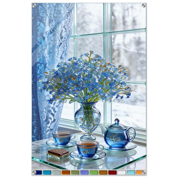 Acrylic painting "Cornflowers in winter." | Fusing Collection | Fusing-style decor