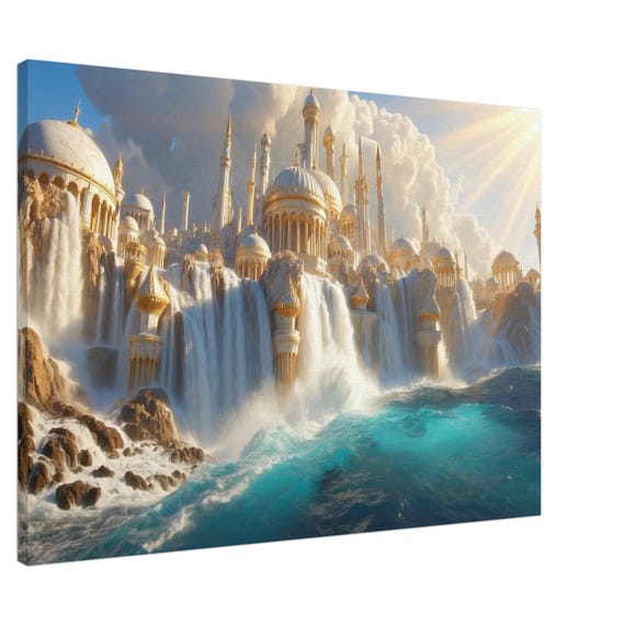 Floating Temple. The "Celestial Ocean" Collection. Canvas