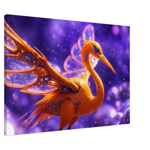 Orange stork. The "Oracle" Collection. Canvas