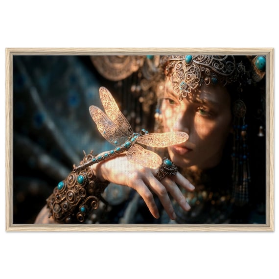 Copper dragonfly. Framed Canvas