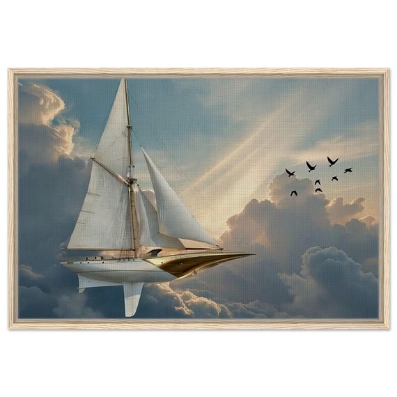 Sky yacht. The "Celestial Ocean" Collection. Framed Canvas