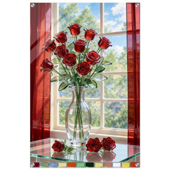 Acrylic painting "Red roses." | Fusing Collection | Fusing-style decor