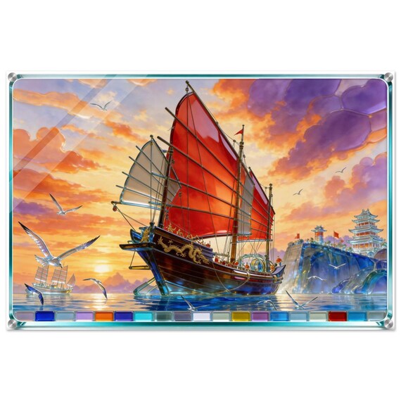 Acrylic painting "A Chinese ship in the port." | Fusing Collection | Fusing-style decor