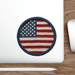 Parche bordado con la bandera estadounidense, pegatina troquelada / pegatina redonda con la bandera de EE. UU.