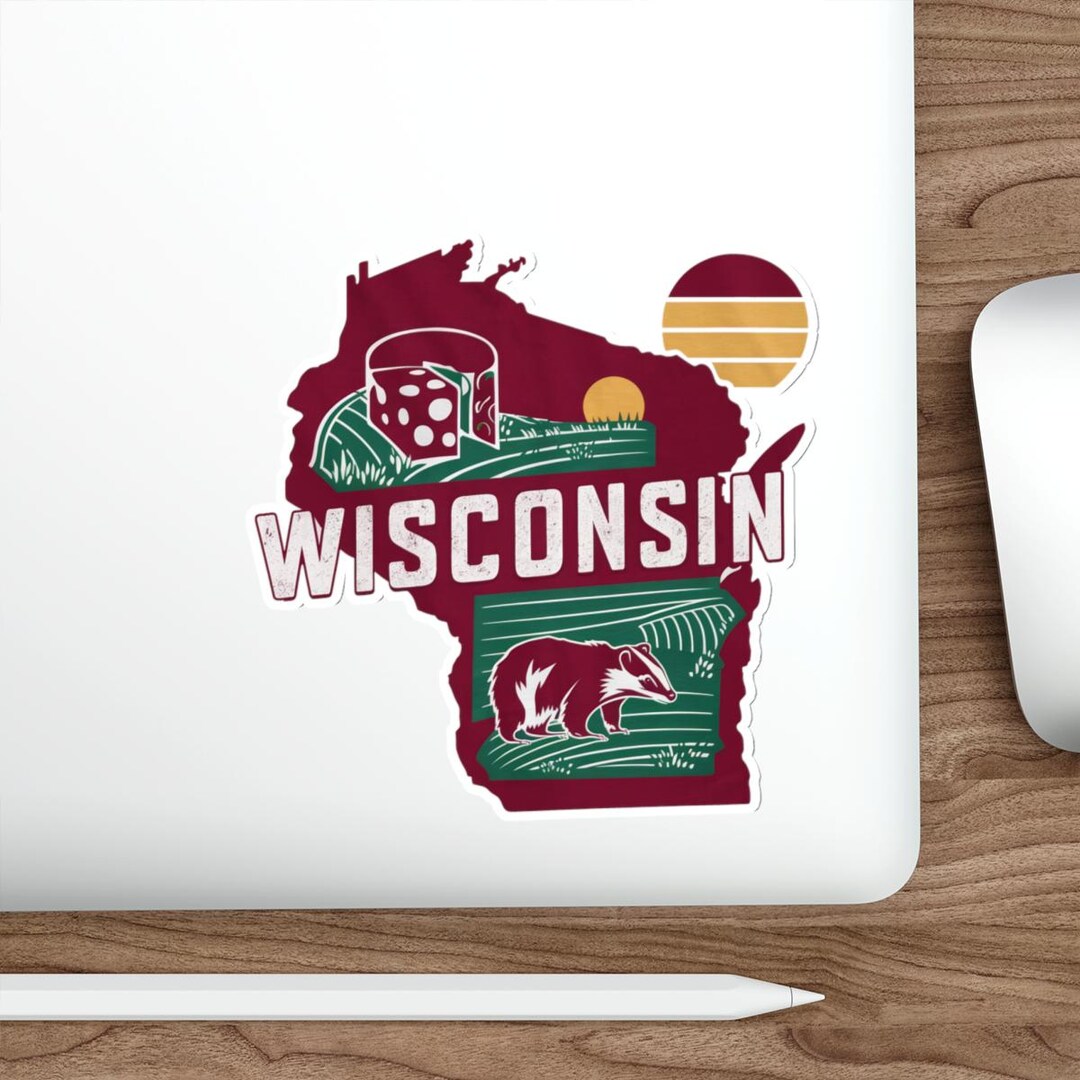 Wisconsin Map Sticker Wisconsin State Map Badger Die-cut Sticker | Retro Midwest - Etsy