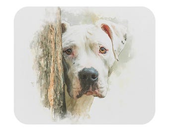 Dogo Argentino Mouse Pad | Watercolor Dog Art, Rectangle