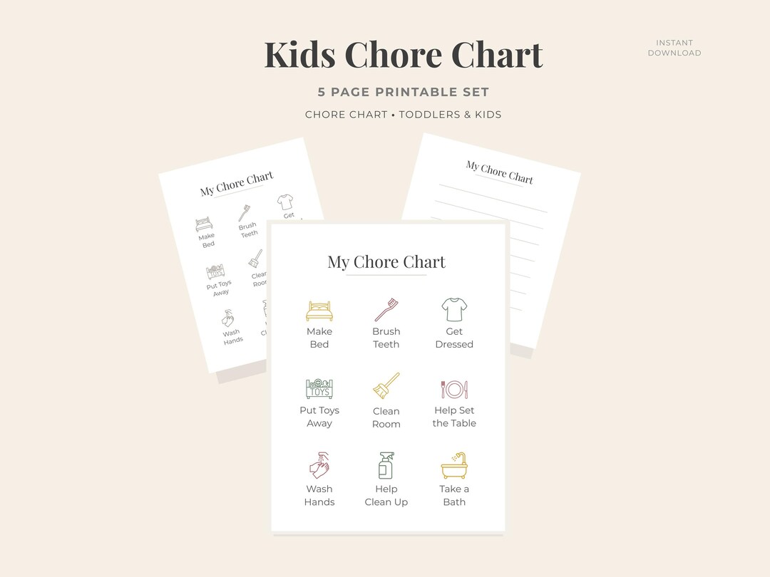 Kids Chore Chart Printable, Toddler Chore Chart, Daily Routine Chart ...