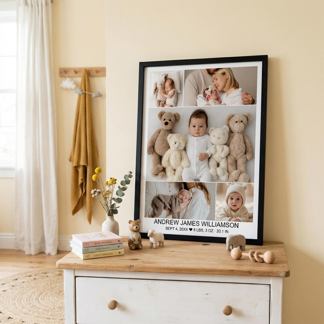 Personalized Family Photo Collage Canvas: Newborn Keepsake, Nursery ...