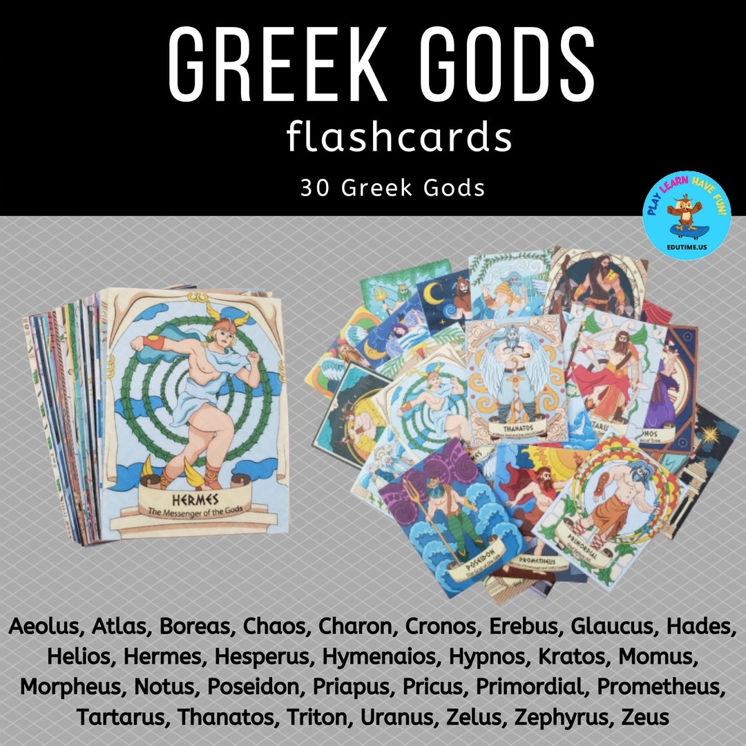 Ancient Greek Gods Flashcards Etsy