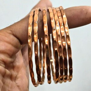Hammered Solid Copper Bangle Set Off 7, Twisted Rope Cuff, Unisex Stackable Bracelet