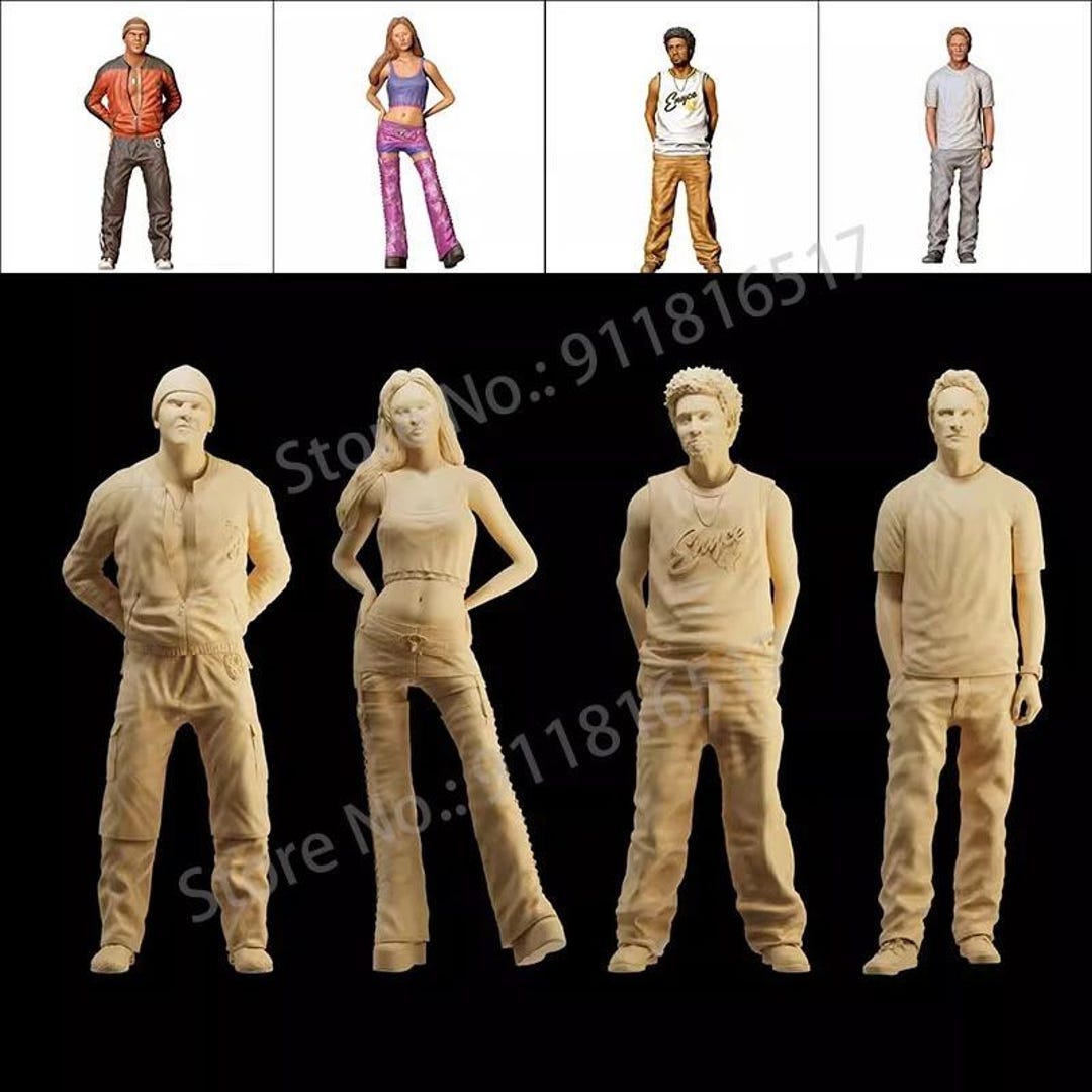 3D Printed 1/64 1/43 1/35 Racing Driver Walker Figure Diorama Street ...
