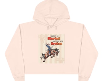 Western funny vintage rodeo aesthetic Crop Hoodie for rodeo lover, horse lover