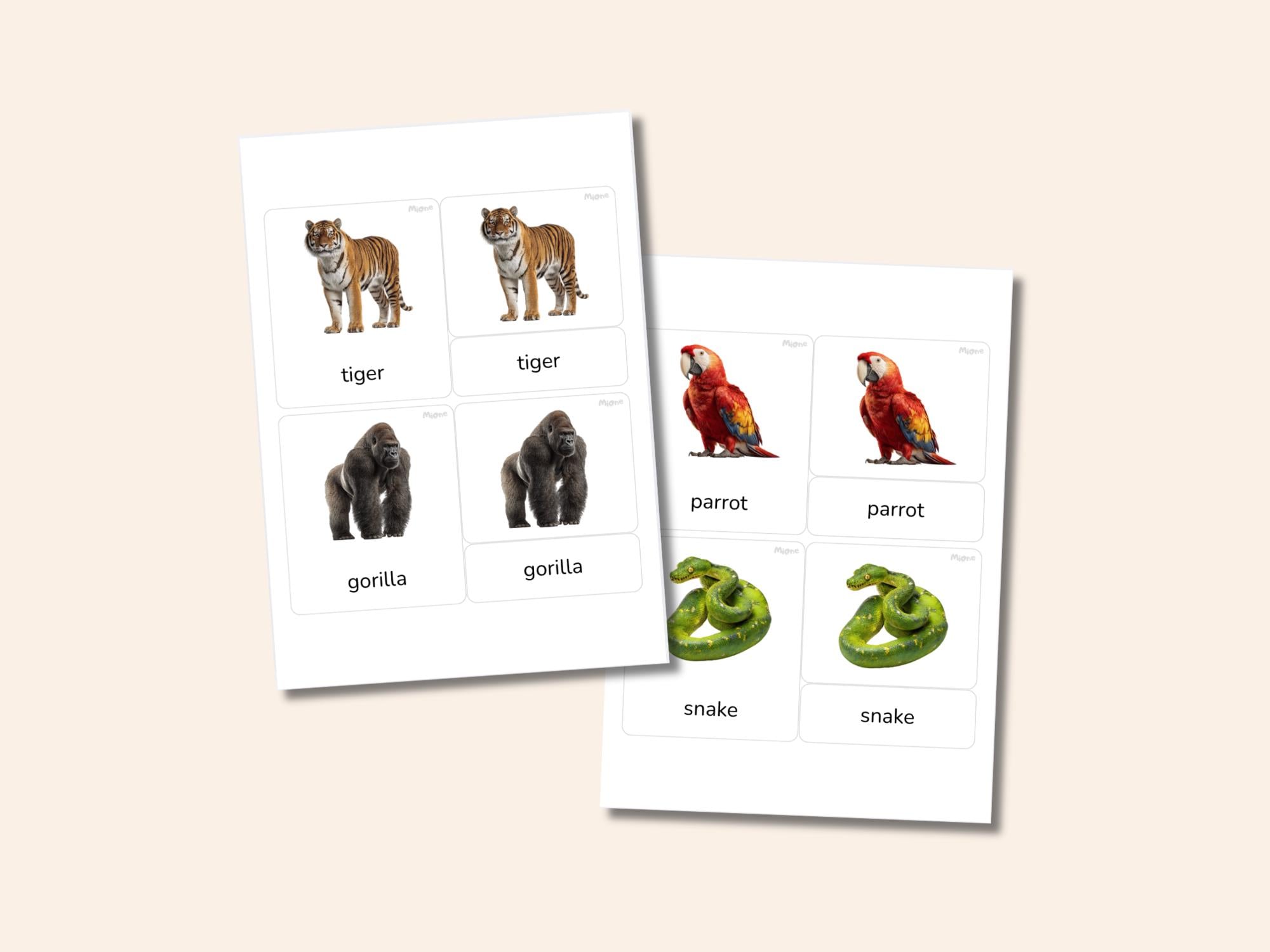 Jungle Animals 3-part Cards Printable, Montessori Nomenclature Cards ...