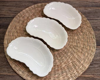 Vintage W.H. Grindley England Relish Dishes – Set of 3 Creamy White Serving Dishes