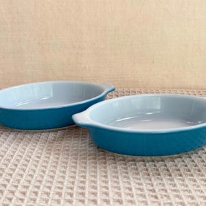 Vintage Pyrex Horizon Blue Pixie Dishes Set of 2 | Mid Century Casserole Bakers