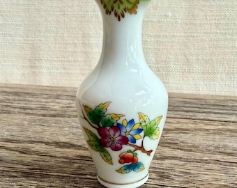 Herend Hungary Miniature Queen Victoria Bud Vase | Hand Painted Porcelain Butterfly Gold Trim