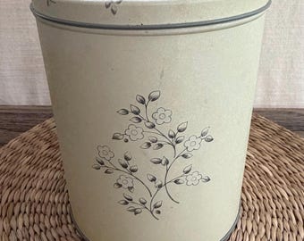 Vintage Pfaltzgraff Tea Rose Tin Canister, 1985 Farmhouse Kitchen Storage