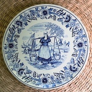 Vintage Boch Belgium Delfts Plate – Dutch Scene Ceramic Wall Decor