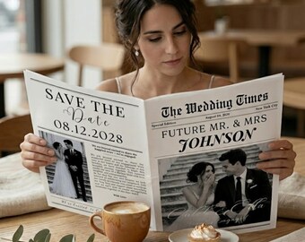 Editable Wedding Newspaper Template Canva, Save the Date Newspaper, Engagement Announcement Printable, Future Mr & Mrs Invite,11x17 A2 18x24