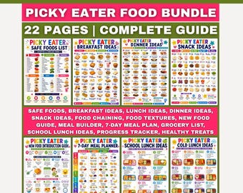 Picky Eater Printable Bundle Kids Meal Planner, Kids School Lunch Ideas, Picky Eater Meal Chart, Healthy Lunch Box Planner, 7 day Meal Plan
