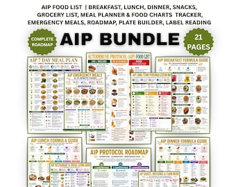 AIP Diet Food List Printable PDF Bundle, Autoimmune Protocol Grocery Guide, Elimination Diet, Nightshade Free, AIP 7-Day Meal Planner