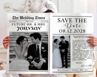 Editable Wedding Newspaper Template Canva, Save the Date Newspaper, Engagement Announcement Printable, Future Mr & Mrs Invite,11x17 A2 18x24