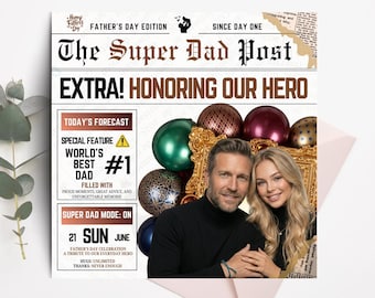 Fathers day newspaper template,Custom First Fathers Day Gift, Fathers Day Newspaper, Happy Fathers Day 2026, Grandpa Card, DigitalDownload,