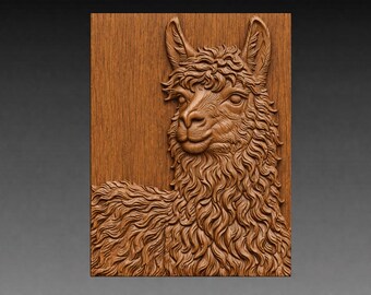 Llama Portrait STL File, Alpaca Llama CNC Carving Model (Digital Download)