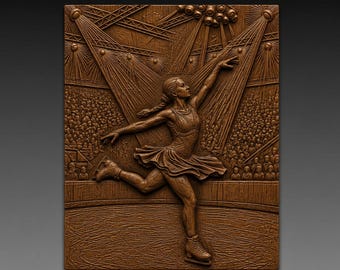 Figure Skater on Ice 3D Relief STL File for CNC Wood Carving