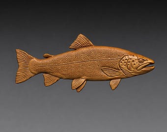 Trout Fish STL File, Jumping Trout CNC Carving Model, Wildlife Wall Art (Digital Download)