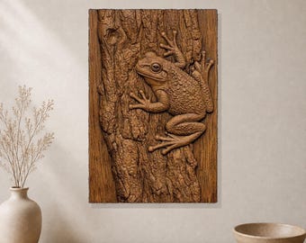 Tropical Tree Frog 3D Relief STL File for CNC Wood Carving