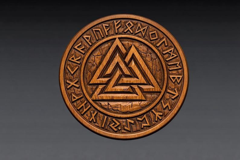 Odins Valknut Runes Circle 3D Relief STL File, Norse CNC Carving ...