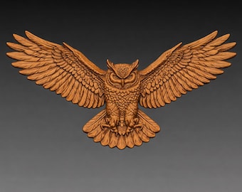 Flying Owl 3D Relief STL File, Wings Spread CNC Carving Model (Digital Download)