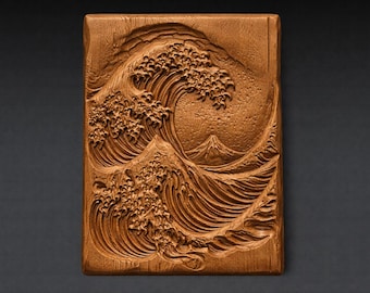 Japanese Great Wave 3D Relief STL File, Ocean Wave CNC Carving Model (Digital Download)