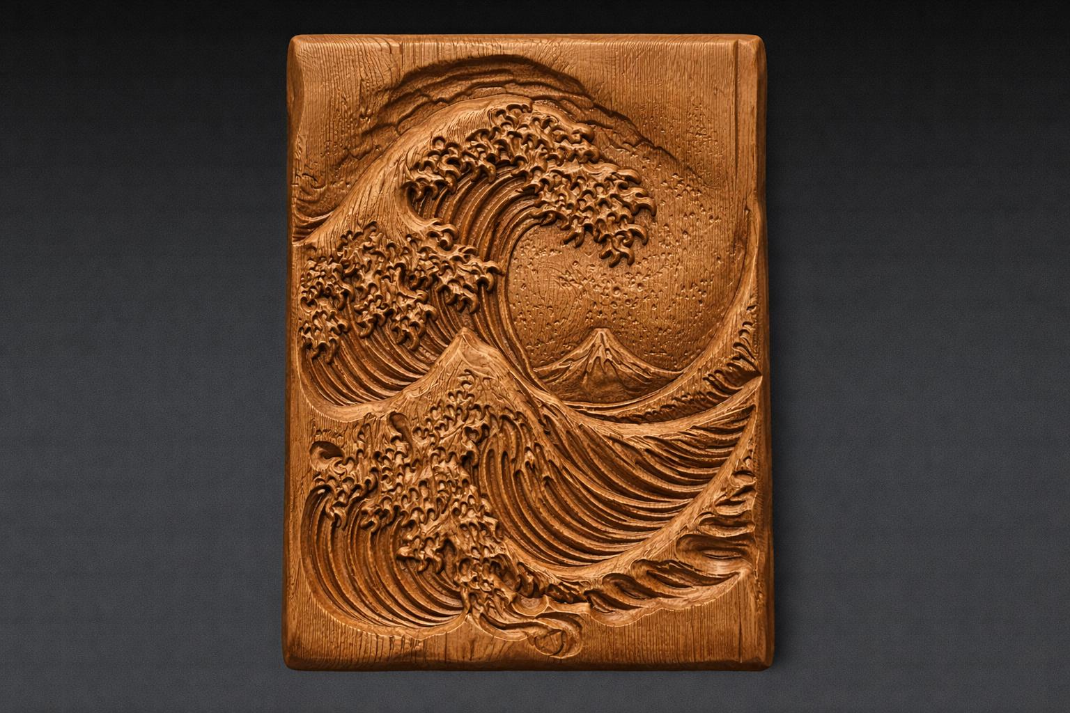 Wave Pattern Stl Model Japanese Great Wave 3D Relief STL File, Ocean Wave CNC Carving Model ...