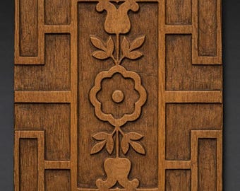 Japanese Geometric Floral Panel 3D Relief STL File for CNC Wood Carving