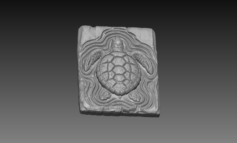 Swimming Sea Turtle 3D Relief STL File - Ocean Wildlife Animal (digital ...