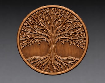 Tree of Life 3D Relief STL File, Spiritual CNC Carving Digital Download