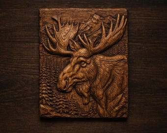 Moose 3D Relief STL File, Wildlife CNC Carving Model, Rustic Cabin Decor (Digital Download)