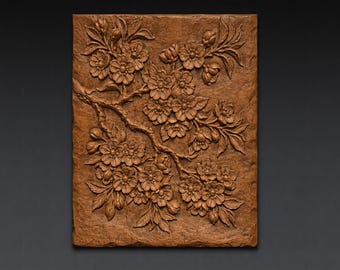 Japanese Cherry Blossom Branch 3D Relief STL File for CNC Wood Carving