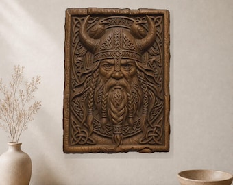 Odin Allfather with Ravens 3D Relief STL File for CNC Wood Carving