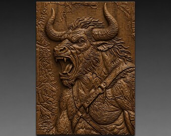 Minotaur, Greek Mythology 3D Relief STL File for CNC Wood Carving
