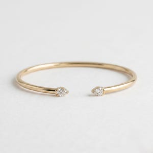 Lab-Grown Pear Diamond Open Cuff Bangle Bracelet, 14K Gold Bangle Bracelet for Women, Pear-Cut Bracelet, Lab Diamond Bracelet For Gifts
