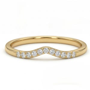 Obrączka ślubna z okrągłymi, wygiętymi diamentami hodowanymi laboratoryjnie, obrączka z diamentami ze złota 14K, pasująca obrączka z wypustkami na prezent, obrączka z diamentami laboratoryjnymi na prezent ślubny