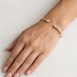 Lab-Grown Pear Diamond Open Cuff Bangle Bracelet, 14K Gold Bangle Bracelet for Women, Pear-Cut Bracelet, Lab Diamond Bracelet For Gifts